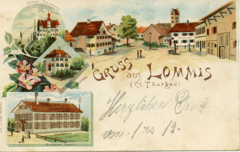 Postkarte von Lommis aus dem Jahr 1909